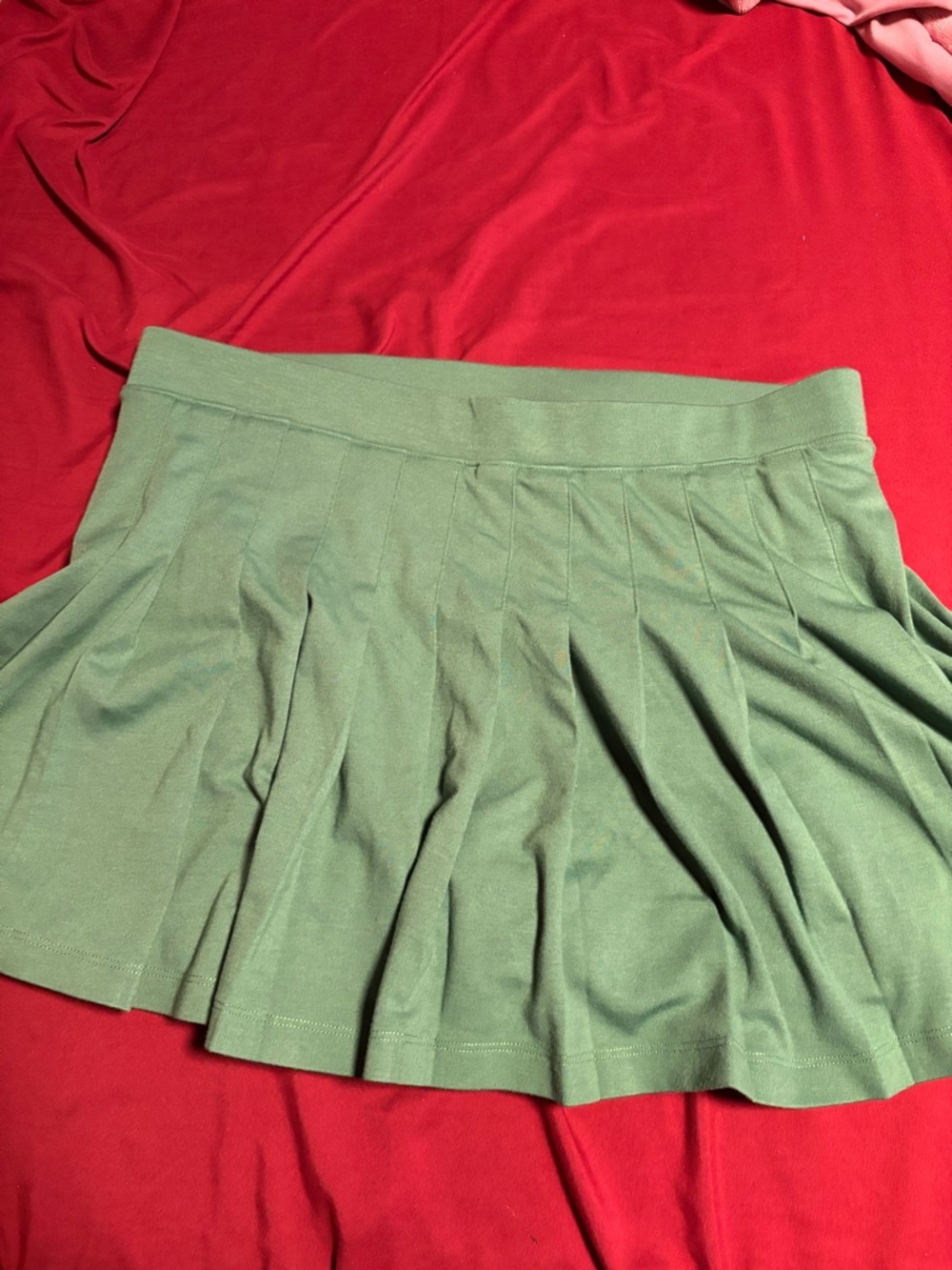 PINK Victoria's Secret Olive Green Pleated Mini Skirt
